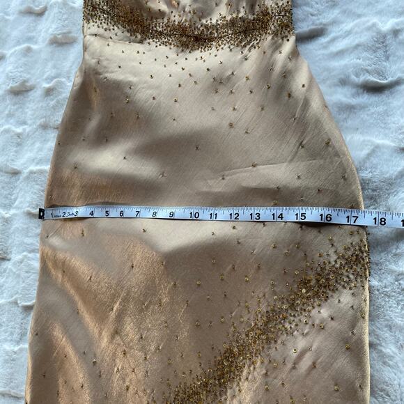 🔥Vintage Y2K Asymmetrical Neck Beaded Embellished Open Back Formal Party Dress - Picture 15 of 16